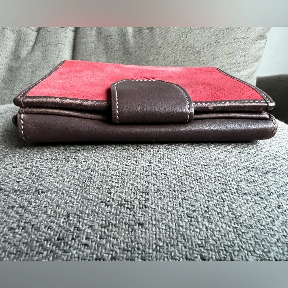 Loewe Amazona Vintage Anagram Suede bifold wallet.